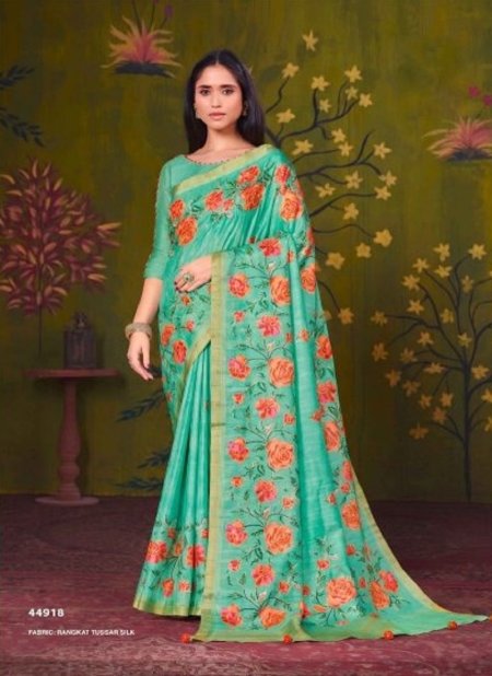 Green Colour Norita 44900 Rooh By Mahotsav Tussar Silk Sequence Work Designer Saree 44918